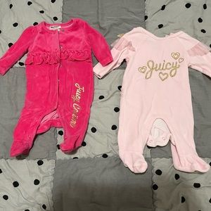 2 Juice Couture Footies Velour Sleeper size 0/3M baby clothes